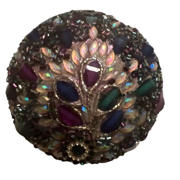 Peacock beaded trinket box - Picture 1 of 6
